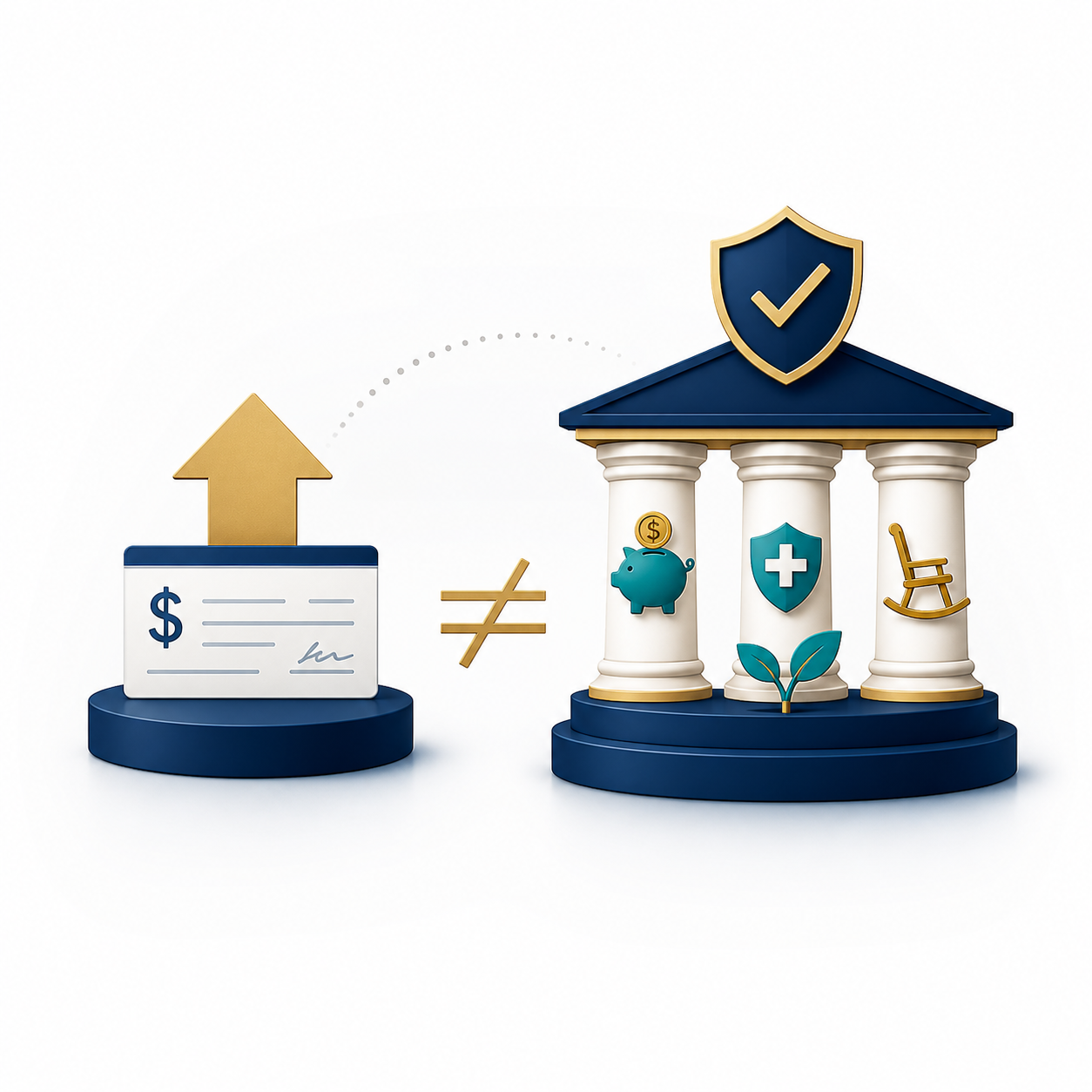 Illustration showing income versus a complete plan