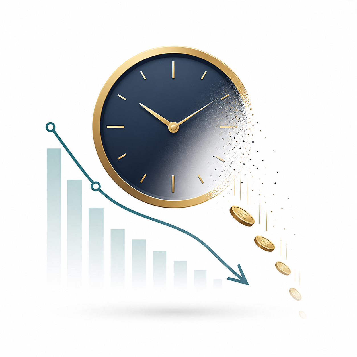 Illustration showing time passing and the cost of delay